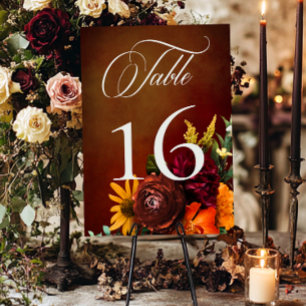 Numeração De Mesa Casamento Floral Sunset Dark Elegant Summer