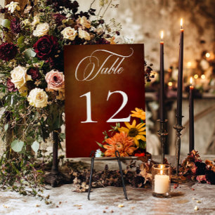 Numeração De Mesa Casamento Floral Sunset Dark Elegant Summer