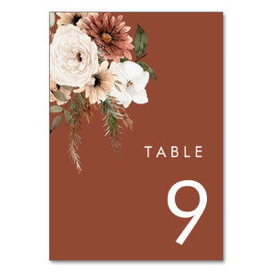 Numeração De Mesa Casamento Floral Terracotta da Boêmia Moderna
