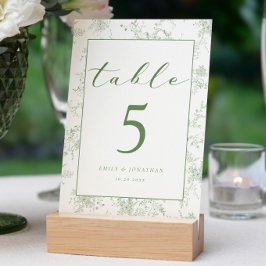 Numeração De Mesa Casamento Floral Toile Green
