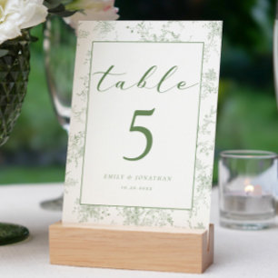 Numeração De Mesa Casamento Floral Toile Green