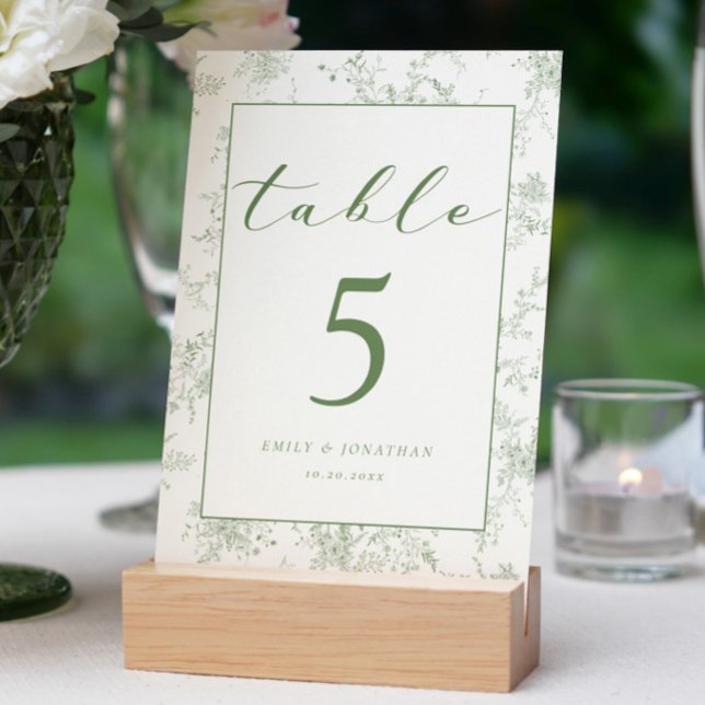 Numeração De Mesa Casamento Floral Toile Green (Criador carregado)