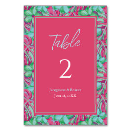 Numeração De Mesa Casamento Floral Tropical Rosa e Verde
