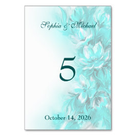Numeração De Mesa Casamento floral turquesa elegante