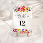 Numeração De Mesa Casamento Floral Vibrante<br><div class="desc">Capturar a essência da elegância com nosso número da mesa de casamento Floral Vibrante. Este belo convite tem matizes vibrantes e designs florais intrincados, criando uma obra-prima visualmente espantosa. A técnica de aquarela adiciona um toque de arte e sofisticação, definindo o tom de um chá de panela e na moda....</div>