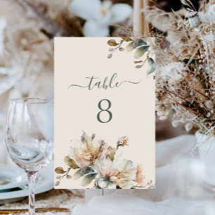 Numeração De Mesa Casamento Floral Vintage Boho Elegante