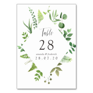 Numeração De Mesa Casamento Floresta de Madeira Aquarela