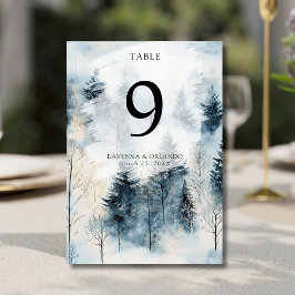 Numeração De Mesa Casamento Floresta de Pinheiros Neve Névoa de Inve