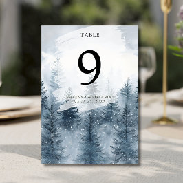 Numeração De Mesa Casamento Floresta de Pinheiros Neve Névoa de Inve