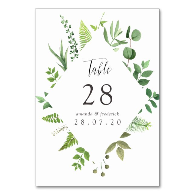 Numeração De Mesa Casamento Floresta Florestal Aquarela (Frente)