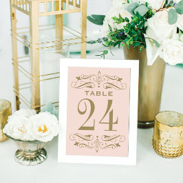 Numeração De Mesa Casamento Florido em Bege Antigo Dourado