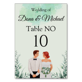 Numeração De Mesa Casamento fluido com aquarela verde personalizada