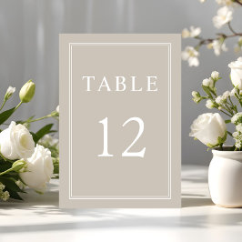 Numeração De Mesa Casamento Formal de Taupe Beige Moderno Elegante