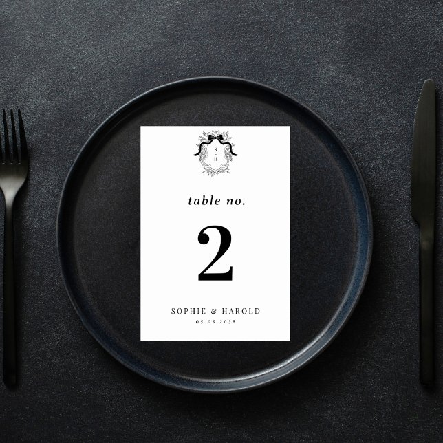 Numeração De Mesa Casamento Formal do Arco Coquette Francês Crest Mo (Criador carregado)
