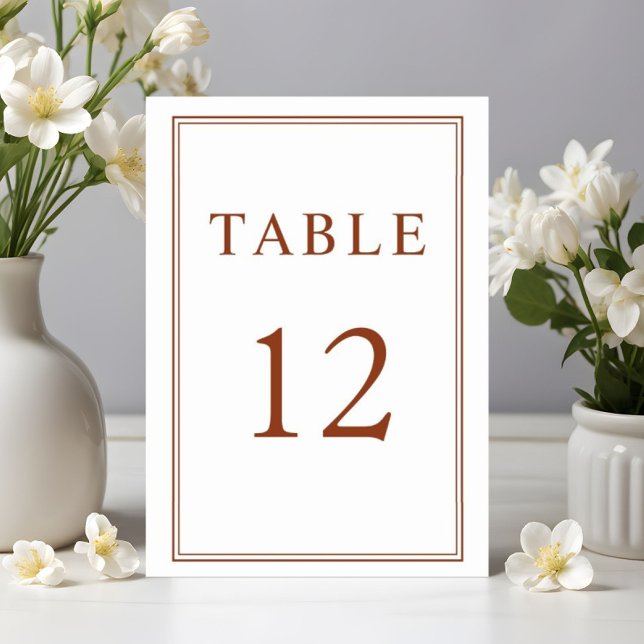 Numeração De Mesa Casamento Formal Elegante Terracotta (Elegant Classic Formal Black White Wedding Table Number)