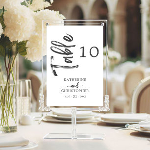 Numeração De Mesa Casamento Formal Preto de Script Negro e Branco El