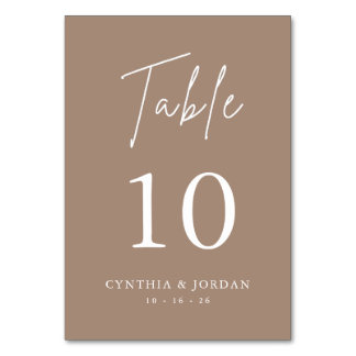 Numeração De Mesa Casamento Foto Roteiro Minimalista Moderno Mocha
