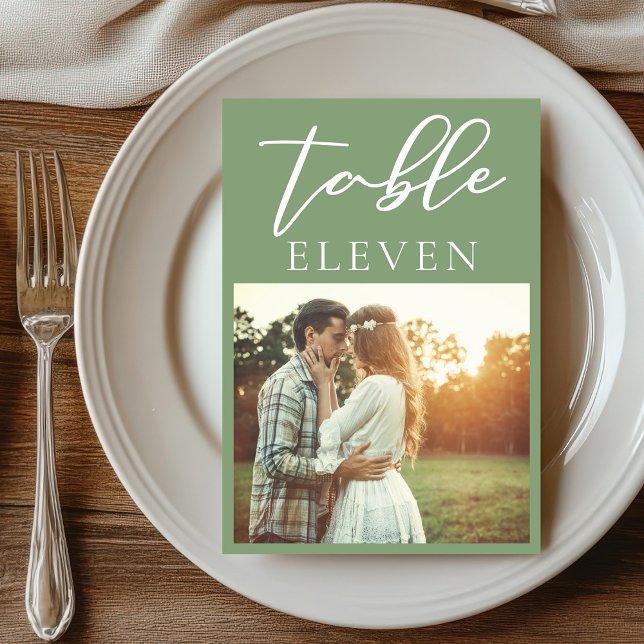 Numeração De Mesa Casamento Fotográfico do Casal Sage Green White (Criador carregado)