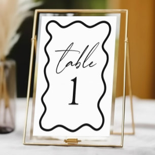 Numeração De Mesa Casamento Fronteira Elegante Ondulada Preto Branco
