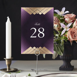Numeração De Mesa Casamento Gatsby Dourado Roxo Geométrico