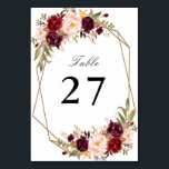 Numeração De Mesa casamento geométrico com vermelho e branco<br><div class="desc">uma bela estrutura floral geométrica com flores vermelhas e borboletas. O texto e as cores deste cartão podem ser personalizados.</div>