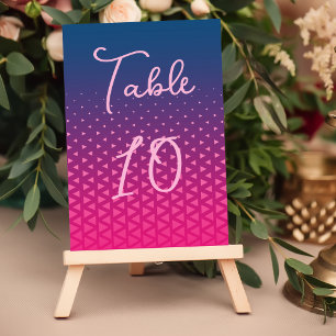 Numeração De Mesa Casamento Geométrico Cor-de-Rosa e Azul Moderno