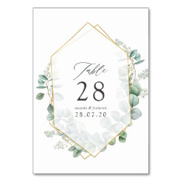 Numeração De Mesa Casamento Geométrico de Eucalipto em Aquarela