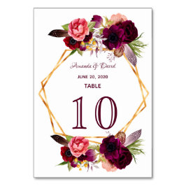 Numeração De Mesa Casamento geométrico de floras brancas