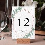Numeração De Mesa Casamento Geométrico de Folha de Ouro Eucalyptus R<br><div class="desc">Celebre em estilo com estas modernas e muito modernas cartas de números das mesas de casamento. Este design é fácil de personalizar com a sua redação de eventos especiais e seus convidados ficarão entusiasmados quando eles virem esses números fabulosos de tabelas. *** COMO PEDIR *** Personalize e adicione cada placa...</div>