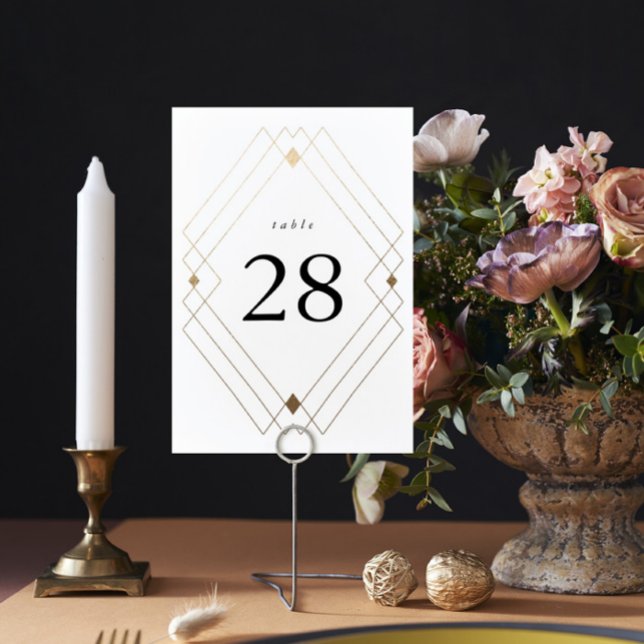 Numeração De Mesa Casamento Geométrico Deco Gatsby Dourado com Branc (Criador carregado)