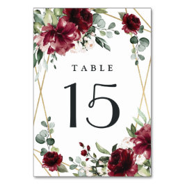 Numeração De Mesa Casamento Geométrico Dourado de Blush Vermelho Bur