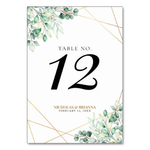 Numeração De Mesa Casamento Geométrico Dourado Eucalyptus