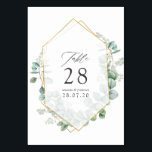 Numeração De Mesa Casamento Geométrico Eucalyptus<br><div class="desc">Cartões de números de mesas de casamento herbário de eucalipto em floresta selvagem,  com estrutura geométrica dourada,  concebidos para serem rápida e facilmente adaptados às suas especificidades de eventos.</div>