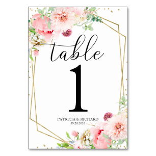 Numeração De Mesa Casamento Geométrico Floral de Blush Elegante