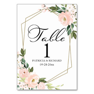 Numeração De Mesa Casamento Geométrico Floral Rubor Rosa