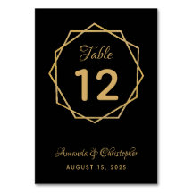 Casamento Geométrico Moderno em Dourado sobre Pret