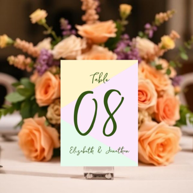 Numeração De Mesa Casamento Geométrico Pastel Suave (Criador carregado)