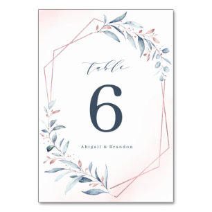 Numeração De Mesa Casamento Geométrico rosa Dourado Dusty Blue Green