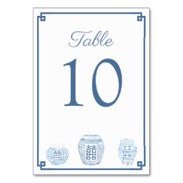 Numeração De Mesa Casamento Ginger Jar Clássico Azul Branco