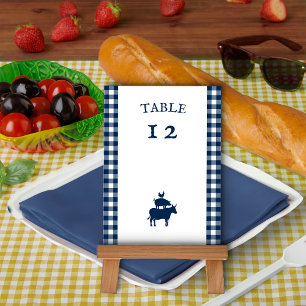 Numeração De Mesa Casamento Gingham Azul Marinho BBQ Vintage