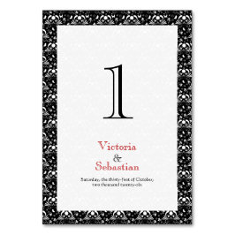 Numeração De Mesa Casamento Gótico Barroco Preto e Branco Elegante