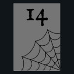 Numeração De Mesa Casamento Gótico de Aranhas e Cinzas<br><div class="desc">Criar cartões de número de tabela personalizados para casamentos com temas góticos. Este cartão pode ser personalizado com o seu próprio número personalizado. Ele apresenta um gráfico teia no canto inferior. O texto preto e o gráfico são colocados sobre um fundo de cinza.</div>