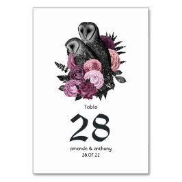 Numeração De Mesa Casamento Gótico de Corujas Florais Malva