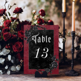 Numeração De Mesa Casamento Gótico de Raven Preto e Vinho Rosa