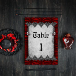 Numeração De Mesa Casamento Gótico de Silver Skulls Sangue Vermelho