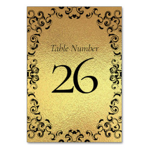 Numeração De Mesa Casamento Gótico Dourado Elegante Negra