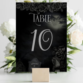 Numeração De Mesa Casamento Gótico Floral de Cinza e Preto Personali