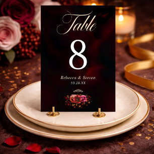 Numeração De Mesa Casamento Gótico Floral Elegante Vermelho Preto Mo