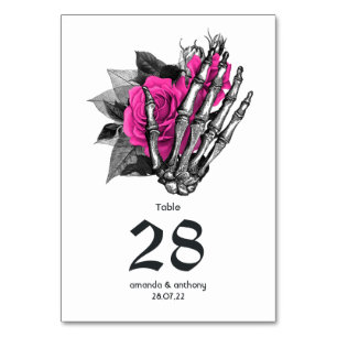 Numeração De Mesa Casamento Gótico Floral Rosa Quente