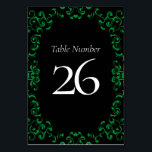 Numeração De Mesa Casamento Gótico Negra e Verde<br><div class="desc">Nossa bela design de espiral empresta um elemento moderno a esta coleção de casamentos góticos roxos e negros. Perfeito para um casamento temático escuro ou caso de Halloween.</div>